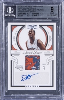 2009-10 Panini National Treasures Century Materials NBA Team Logo Signatures #193 Derrick Brown Signed Patch Rookie Card (#1/1) - BGS MINT 9/BGS 10